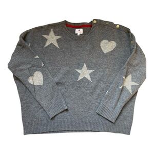 Sundry Heart & Star Sweater • Gray Button-Shoulder Knit • Size 2